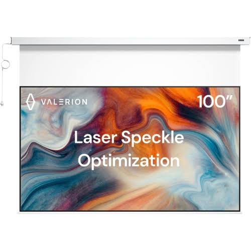 VALERION 100" Purevision Motorized Projector Screen, 4K/8K Uhd Ready, 20" Adjustable Drop Backing, Long Throw Only In Black