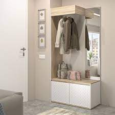 Mobile Ingresso Plus In Bianco E Rovere Sonoma Arredamento Ingresso Design Arredamento Ingresso Corridoio Arredamento Ingresso Moderno