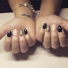 Gold Black And Glitter Nails Pin On Nails