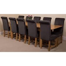 Chairs upholstered in dark blue. Richmond Large Oak Dining Set With 10 Dark Grey Fabric Chairs