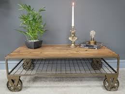 Oliver wheel coffee table august grove®. Wooden Industrial Coffee Table On Wheels My Vintage Home