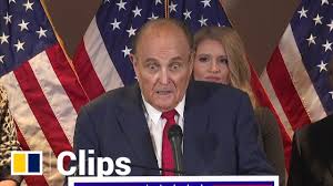 At a press conference thursday, rudy giuliani was feeling the heat to come up with evidence to support trump's baseless and unhinged election conspiracies. What Appears To Be Hair Dye Runs Down His Face As Rudy Giuliani Sweats Election Results South China Morning Post