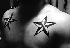 Double Nautical Stars Mens Simple Upper Chest Tattoos Lazy Penguins