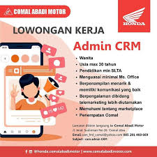 Yang ditampilkan di sini adalah iklan lowongan yang sesuai dengan kueri anda. Lowongan Kerja Comal Abadi Motor Honda Admin Crm Desain Grafis Marketing Pemalang Area Loker Swasta