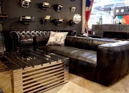Small Man Cave With Dark Leather Couches Man Cave Furniture Man Cave Living Room Man Cave Couch