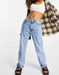 Fall back into '90s tomboy glory days with tapered waists and. Stradivarius Boyfriend Jeans In Mittelblau Asos
