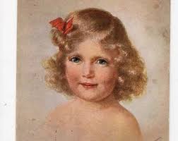 Antique Baby Girl Art Postcard, Blond Curly Hair, Annele, M Pischon Artist  Postcard, Pretty Girl Portrait, Little Picture, Cherubic