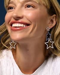 Kendra Scott Krista Silver Statement Earrings in White Mix