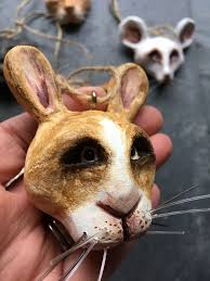 Dutch Rabbit Hanging Decoration Animals Animal Masks Paper Mache Animals