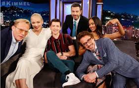 And benedict cumberbatch running through iron man and doctor strange's reunion with the russos. Paul Bettany Vision Pom Klementieff Mantis Tom Holland Spider Man Zoe Saldana Gamora And Robert Downey Jr Iron Man On Jimmy Kimmel Live Marvelstudios
