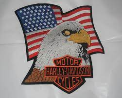 Official Harley Davidson Classic Bald Eagle And Flag Etsy Harley Davidson Patches Harley Davidson Harley