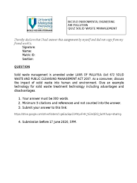 An act to provide for and regulate the management of controlled solid waste and public cleansing for the purpose of maintaining proper sanitation and for matters incidental thereto. Solid Waste And Public Cleansing Management Act 2007 Act 672 Voooty
