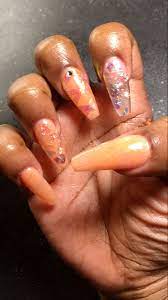 Peach Iridescent Peach Acrylic Nails Diy Acrylic Nails Acrylic Nails