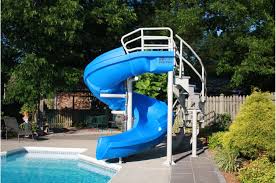 Vortex Inground Pool Slide Half Tube And Staircase Blue Pool Supplies Canada Above Ground Pool Slide Swimming Pool Slides Inground Pool Slides
