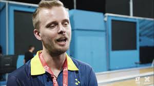 James Blomgren reacts to winning the Gold Medal at the 2021 IBF World  Championships