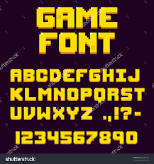 Pixel Retro Video Game Font 8 Bit Letters And Numbers Typeface Game Font Video Game Font Retro Video Games