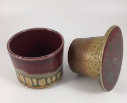 1 ½ of water in the bottom creates an air seal when the top is put back in place. Ray Pottery French Butter Dish