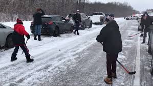 Hockey Game Breaks Out After 40 Car Pileup Outside Montreal