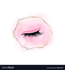 Lashes logo on abstract pink background Royalty Free Vector