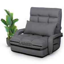 Can chaise longue be pronounced differently? Amazon Com Sthouyn Chaise Lounge Indoor Folding Floor Lazy Sofa Foldable Bed Chair 5 Position Adjustable Comfy Gaming Recliner Chair Padded Seats With Armrests A Pillow Chaise Couch Living Room Grey Home