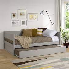 South shore tiara twin bed with trundle, pure white: Tribeca Wood Panel Twin Size Daybed With Twin Trundle Grey Finish