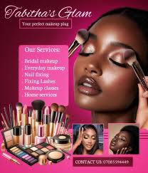 I design this please any correction Tabitha's Glam Yourperfectmakeup Y Your  perfect makeup plug Our Services: Bridal makeup .Everyday makeup .Nail  fixing .Fixing Lashes .Makeup classes .Home services بنو Jo COTAT  CONTACTUS:07085594449