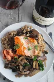 Pan Seared Wild Salmon Served With Farro And Mushrooms Delicious Paired With Winderlea Pinot Best Seafood Recipes Delicious Seafood Recipes Wine Food Pairing