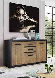 Modernes wohnzimmer sideboard aus massiver eiche und mit sechs schubladen. Newroom Sideboard Konstantin Kommode Anthrazit Kastanie Holz Dekor Vintage Industrial Highboard Anrichte Wohnzimmer Online Kaufen Otto