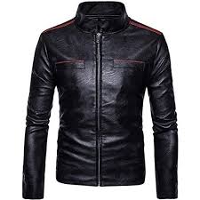 Kiwen Men S Pu Leather Collar Jacket Casual Wear Yellow Xs Size At Amazon Men S Clothing Stor Faux Leather Jacket Men Faux Leather Jackets Leather Jacket Men