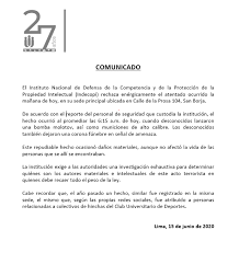 Este atentado demuestra la cobardía de la delincuencia. Indecopi Lanzan Un Explosivo Al Edificio De Indecopi En San Borja Rpp Noticias