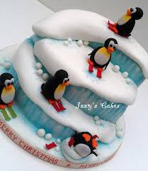 Snow Scene Winter Cake Christmas Cake Penguin Cakes