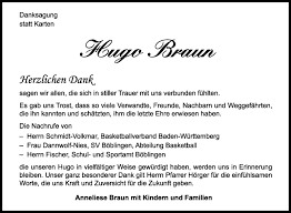 Traueranzeigen von Hugo Braun