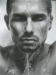 Wet Face Face Drop Water Drop Wayang Drawing Portrait Hyperealism Pencill And Charcoal On Paper 59x79 By Ari Berta Galung For Sal Art Wet Face Drawings