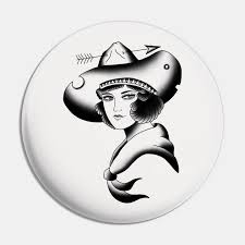 Just draw along with a regular sharpie to achieve this original vamp's cowgirl! Homeschooltattoo Traditional Cowgirl Cowgirl Pin Teepublic