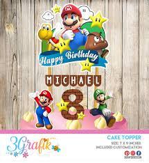 Cake brothers mario and luigi cake toppers | etsy. Super Mario Bros Cake Topper Printable Mario Bros Cake Topper