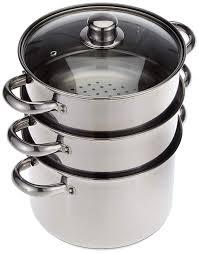 The pot features a lid for cover, a handle on top of the lid, and two handles on either side; Kitchencraft 3 Tier Food Steamer Pan Stock Pot In Gift Box Induction Safe Stainless Steel 22 Cm Buy Online In Burkina Faso At Burkinafaso Desertcart Com Productid 52580892