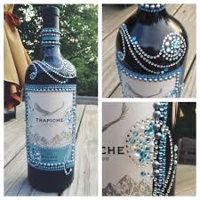 Newest Addition Bedazzled Wine Bottle For A Friend S Birthday Recycledwinebottles Bedazzled Bottle Birthday Wine Glass Alcohol Bottle Decorations