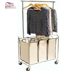 Order by 6 pm for same day shipping. 3 Large Bag Laundry Sorter Hamper Cart Hanging Bar Rolling Clothes Organizer New Laundry Sorter Laundry Basket On Wheels Laundry Sorter Hamper