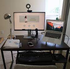 Video Interviews Create A Professional Background At Home Under 99 Office Background Interview Desk Setup