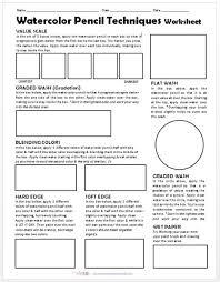 Watercolor Pencil Techniques Worksheet