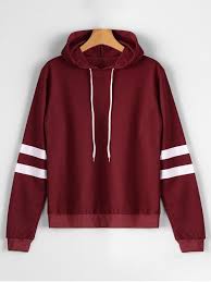 Black And White Striped Hoodie Women S Casual Stripes Panel Hoodie Black White Wine Red Hoodie Fashion Sweatshirts Casual Stripes
