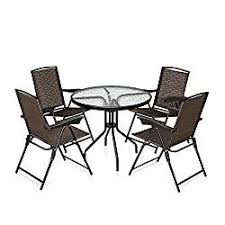 Goplus 5 Piece Bistro Set Outdoor Patio Furniture Sets Weather Resistant Garden Round Table And 4 Folding Chairs Bistro Set Outdoor Patio Furniture Sets Patio Furniture Sets