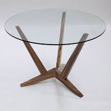 Simple Round Glass Dining Table With Walnut Wood Legs Inexpensive Modern Glass Top Dining Tables Din Mesas De Vidrio Mesas De Comedor Muebles Hierro Y Madera