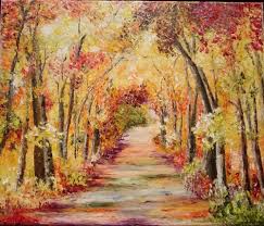 Vendu balade en automne peinture à l'huile au couteau paysage d'automne -  Un grand marché