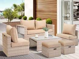 Tulum Wicker Outdoor Corner Sectional 2 Benches Dining Table Set Patio Furniture Sets Furniture Sets Backyard Furniture
