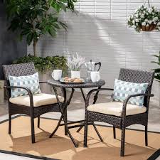 Dereham Outdoor 3 Piece Bistro Set With Cushions In 2020 3 Piece Bistro Set Patio Furnishings Bistro Set
