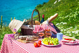 Pique-nique sur l'herbe photo stock. Image du pré, fleurs - 96318332