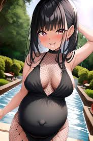 Anime Pregnant Small Tits 60s Age Laughing Face Black Hair Slicked Hair  Style Dark Skin Vintage Party Close Up View Bathing Fishnet  3665080710777755697 