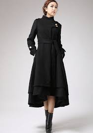 Wool Coat Women Black Coat Long Wool Coat Winter Coat Etsy Asymmetrical Coat Long Wool Coat Coat Dress
