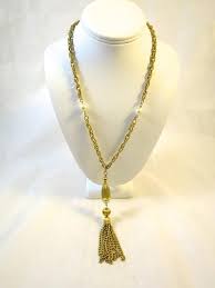 Gold Tassel Lavalier Necklace Pearl Drop Pendant W Chain Etsy Pearl Drop Pendant Gold Tassel Necklace Gold Tassel